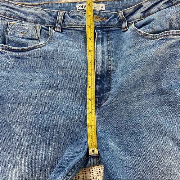 Zara Women's Classic Blue Flare Jeans stretch size 10 bell bottom high rise - Picture 8 of 11
